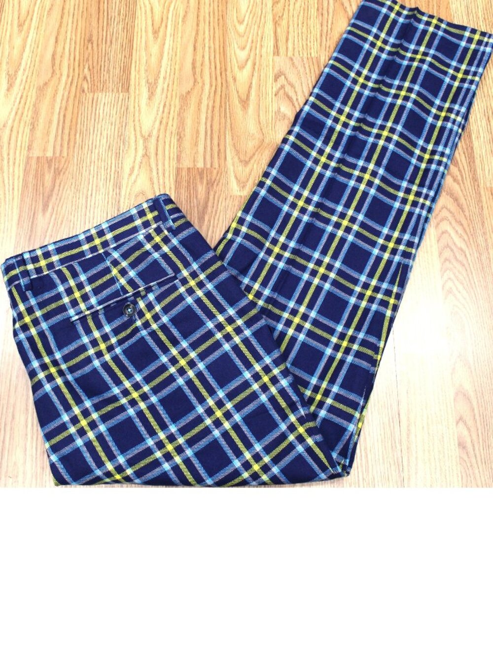 36x32 PAISLEY & GRAY SLIM FIT POLY/RAYON PANTS NAVY WINDOWPANE Sz 36W x 32L
